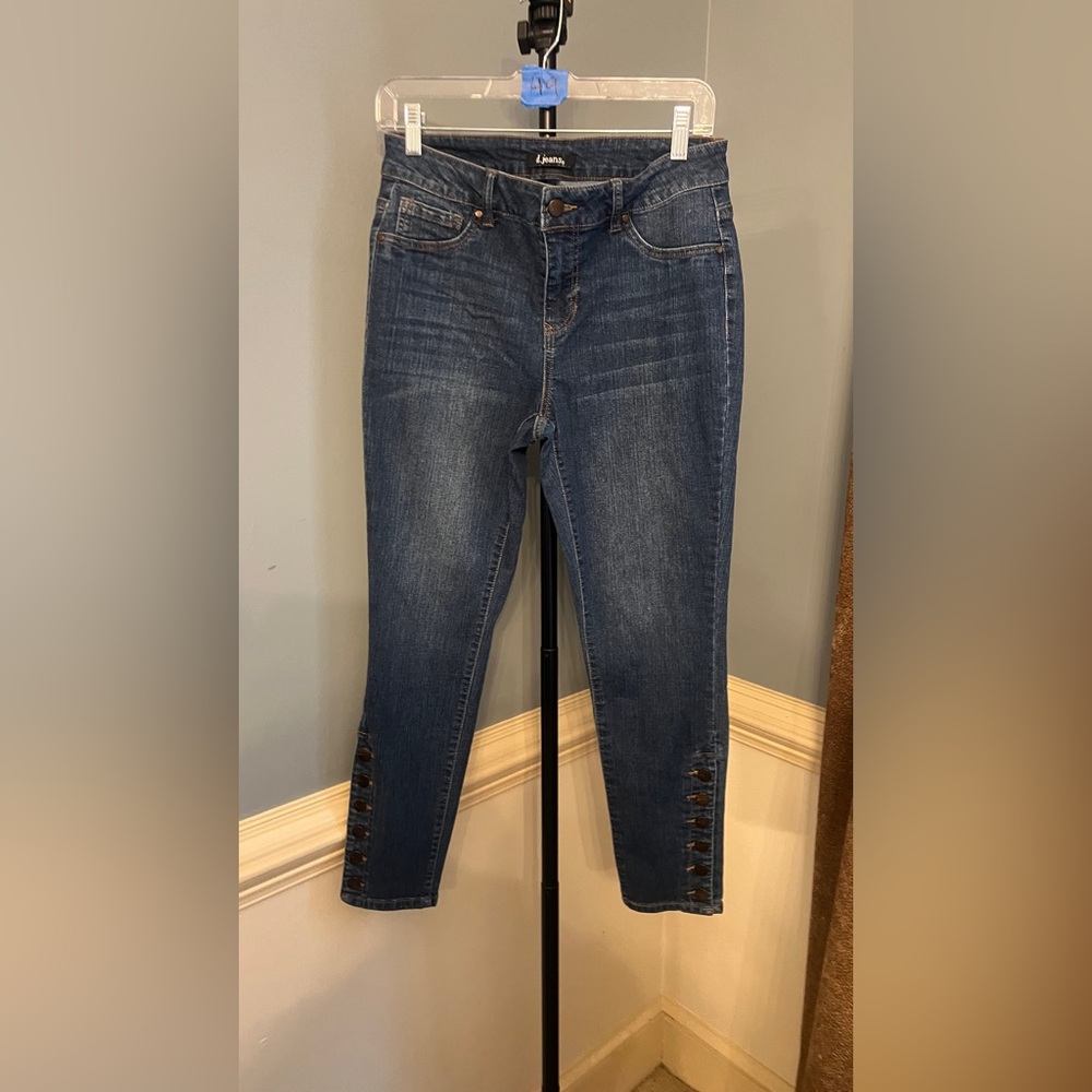 d. jeans Women's Dark Blue Skinny‎ Jeans button detail ankle